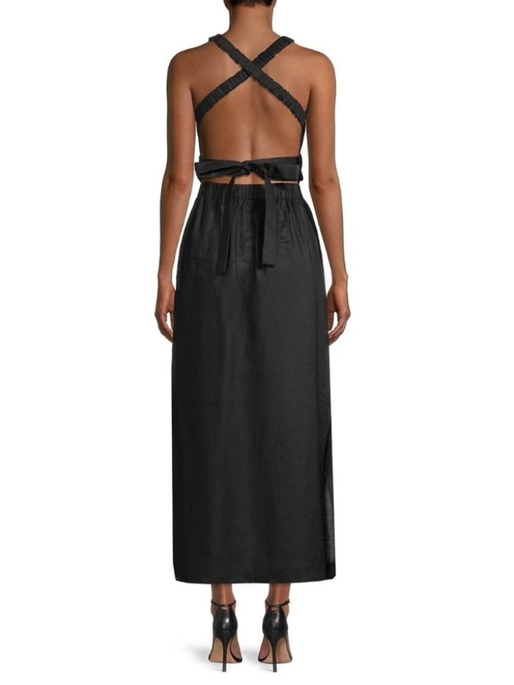 NEW SIR THE LABEL Vilma Linen Open Back Maxi Black Dress AU0 /US 2 Retails $390